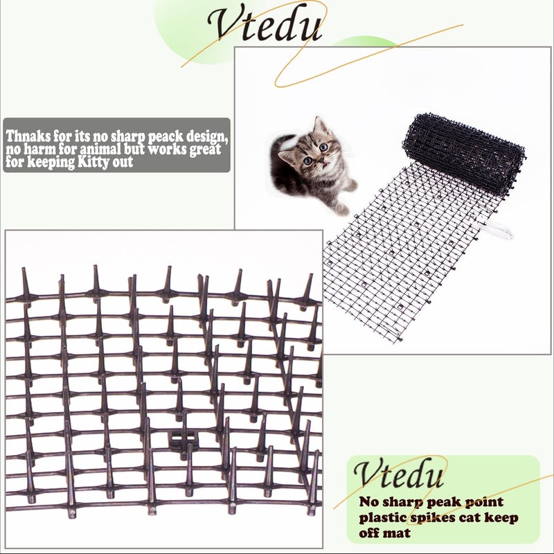 Vtedu Store Cat Deterrent Mat(6.5ft), Cat Repellent Mat, Cat Scat Mat,Cat Spikes with 8 Staples, Scat Mats for Pets(Cats, Dogs...) for Garden - Image 4